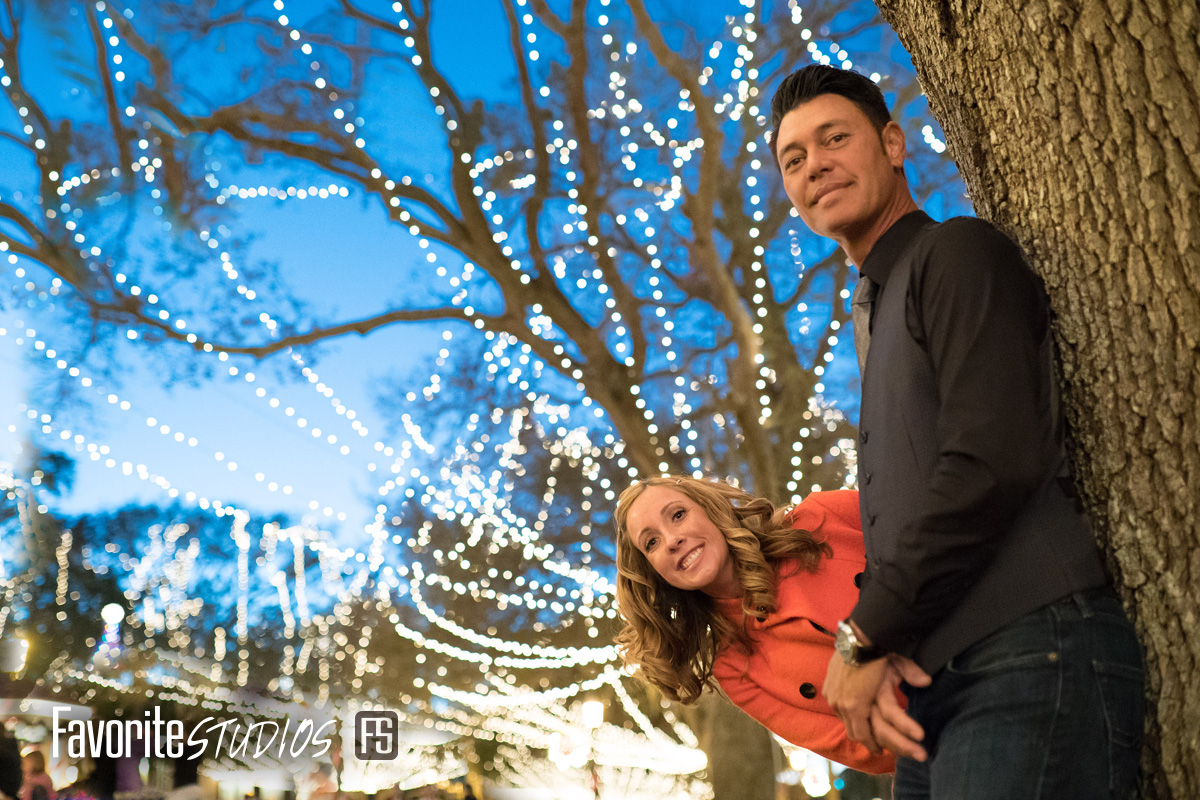 Nights of Lights Street Engagement Photos