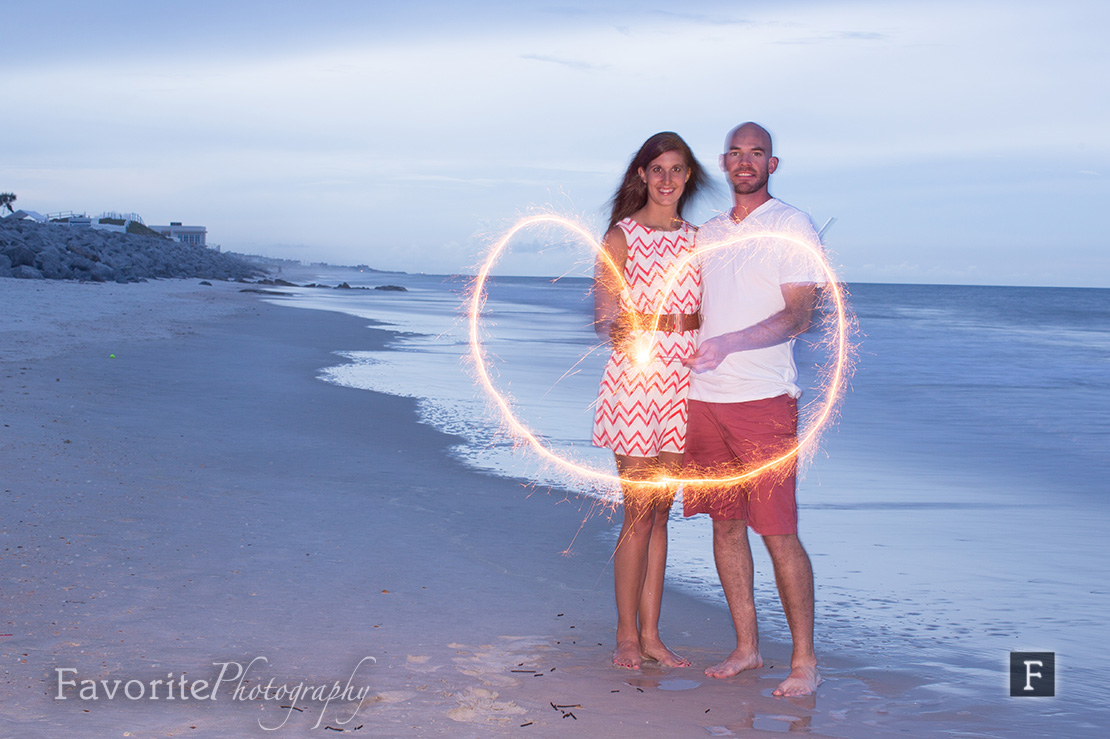 Sparkler Heart Engagement Picture