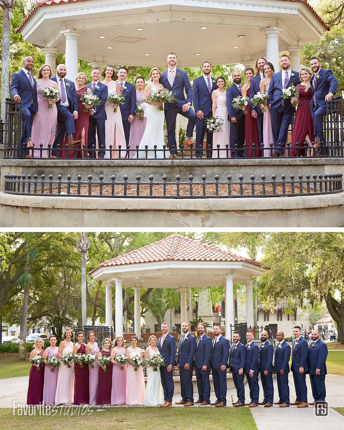 Downtown St. Augustine Posed Pictures of Bridal Party