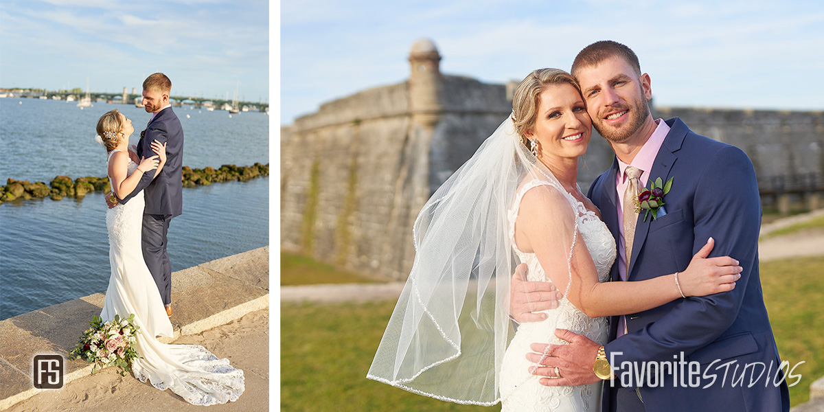 Posed Picture of Bride and Groom at Castillo de San Marcos